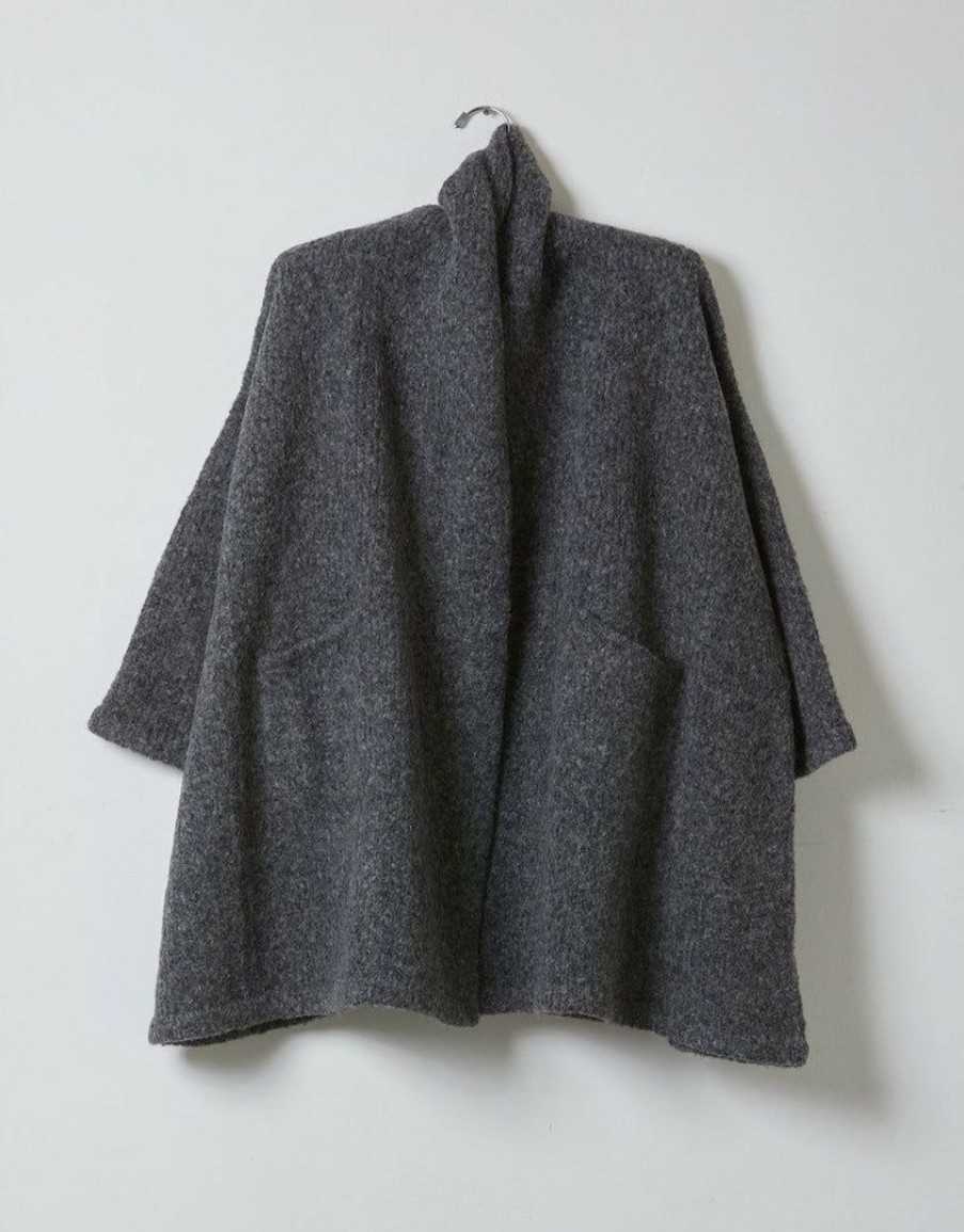 Woman * | Best Pirce Port Northampton Atelier Delphine Haori Coat Baby Alpaca & Wool Charcoal