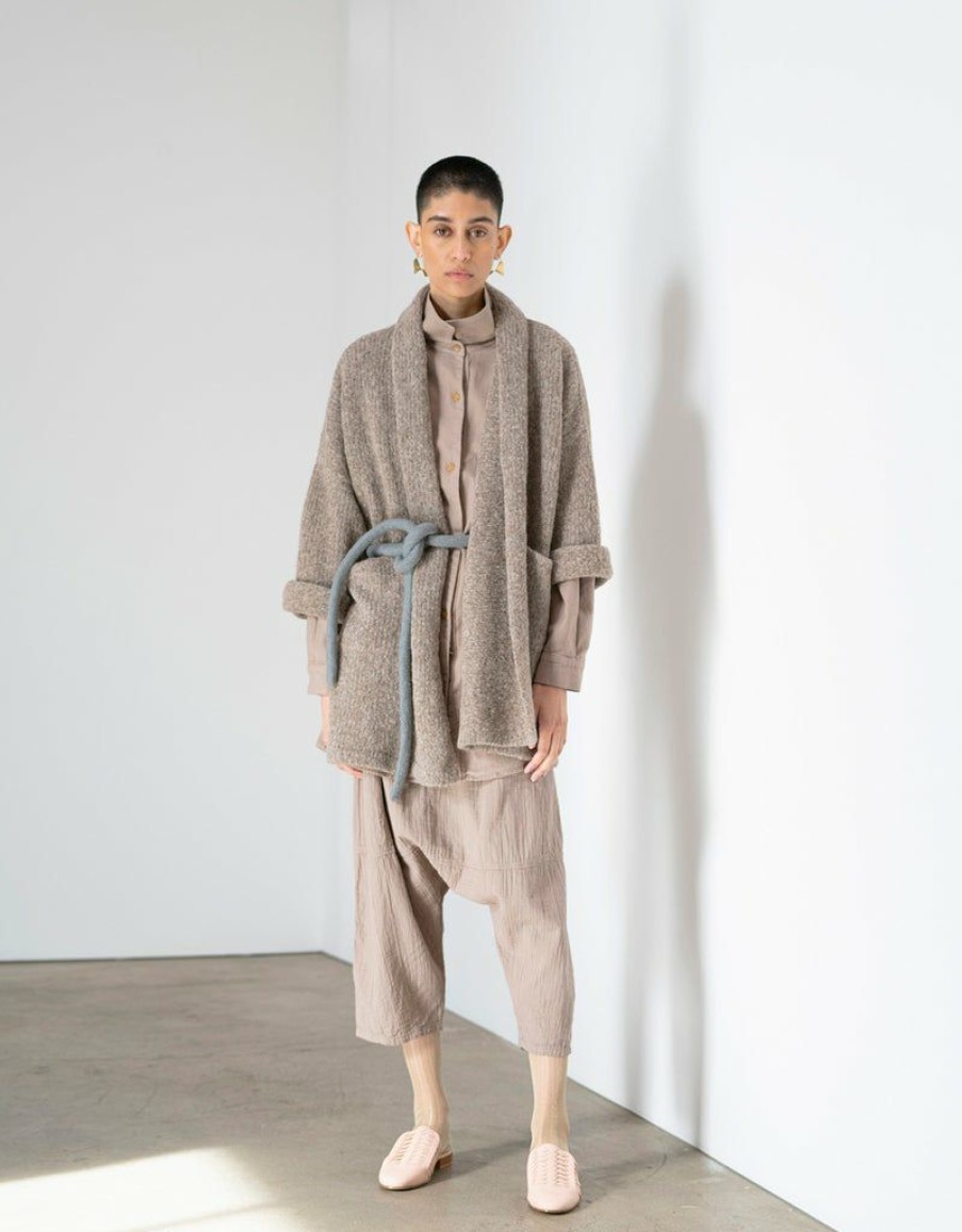 Woman * | Best Pirce Port Northampton Atelier Delphine Haori Coat Baby Alpaca & Wool Charcoal