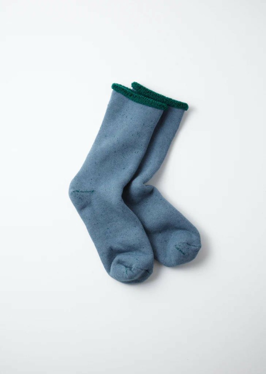 Woman * | Discount Port Northampton Man Rototo Double Face Cozy Sleeping Socks Light Blue / Green