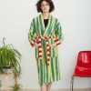 Woman * | Cheapest Port Northampton Dusen Dusen Bathrobe Lime Stripe