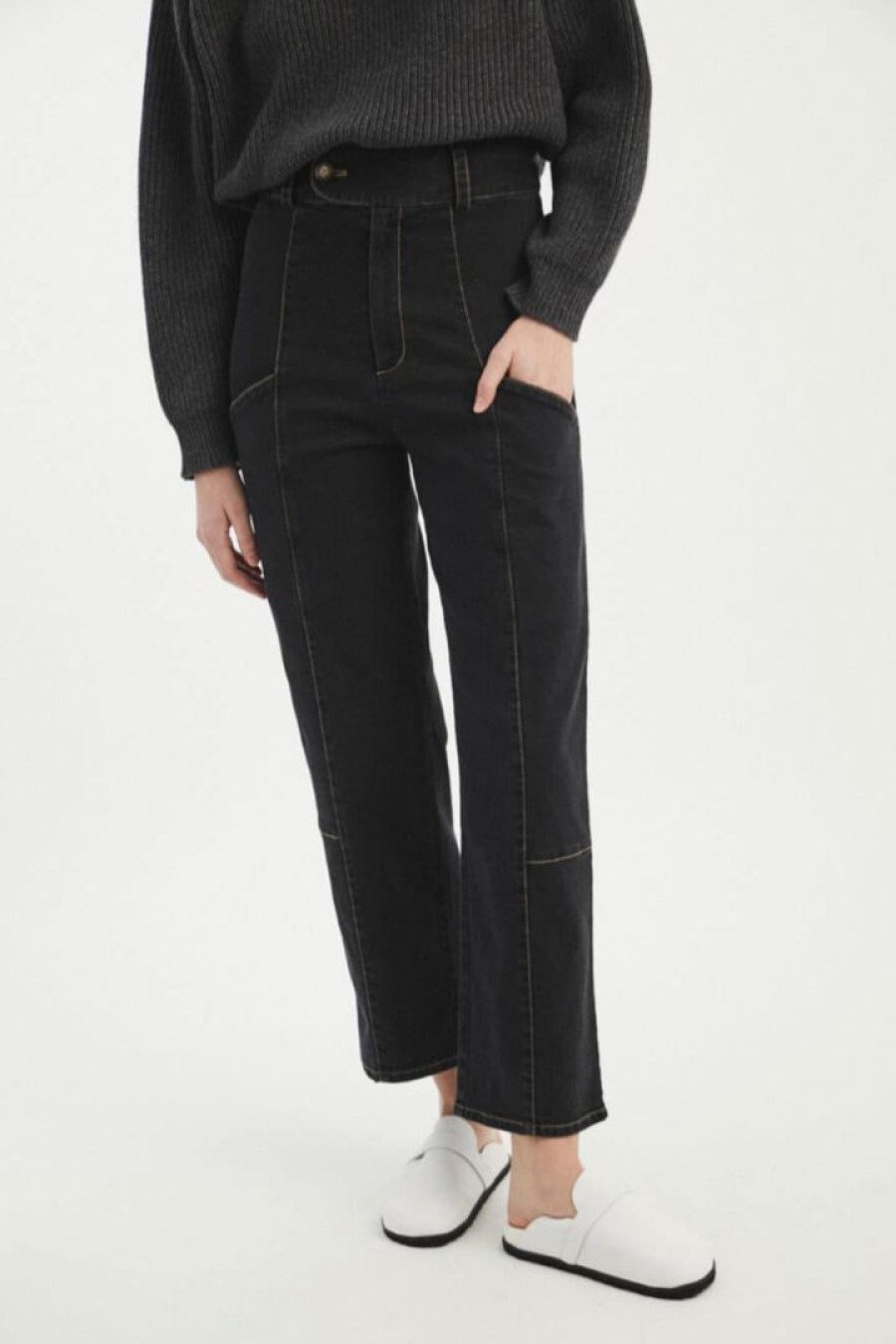 Woman * | Best Pirce Port Northampton Rita Row Black Elastic Jeans Woman