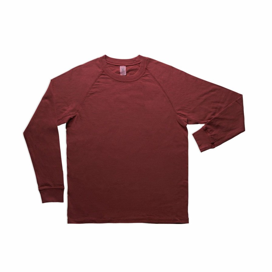 Woman * | Deals Port Northampton Velva Sheen Long Sleeve Pigment Dyed Freedom Tee Red Wood Man