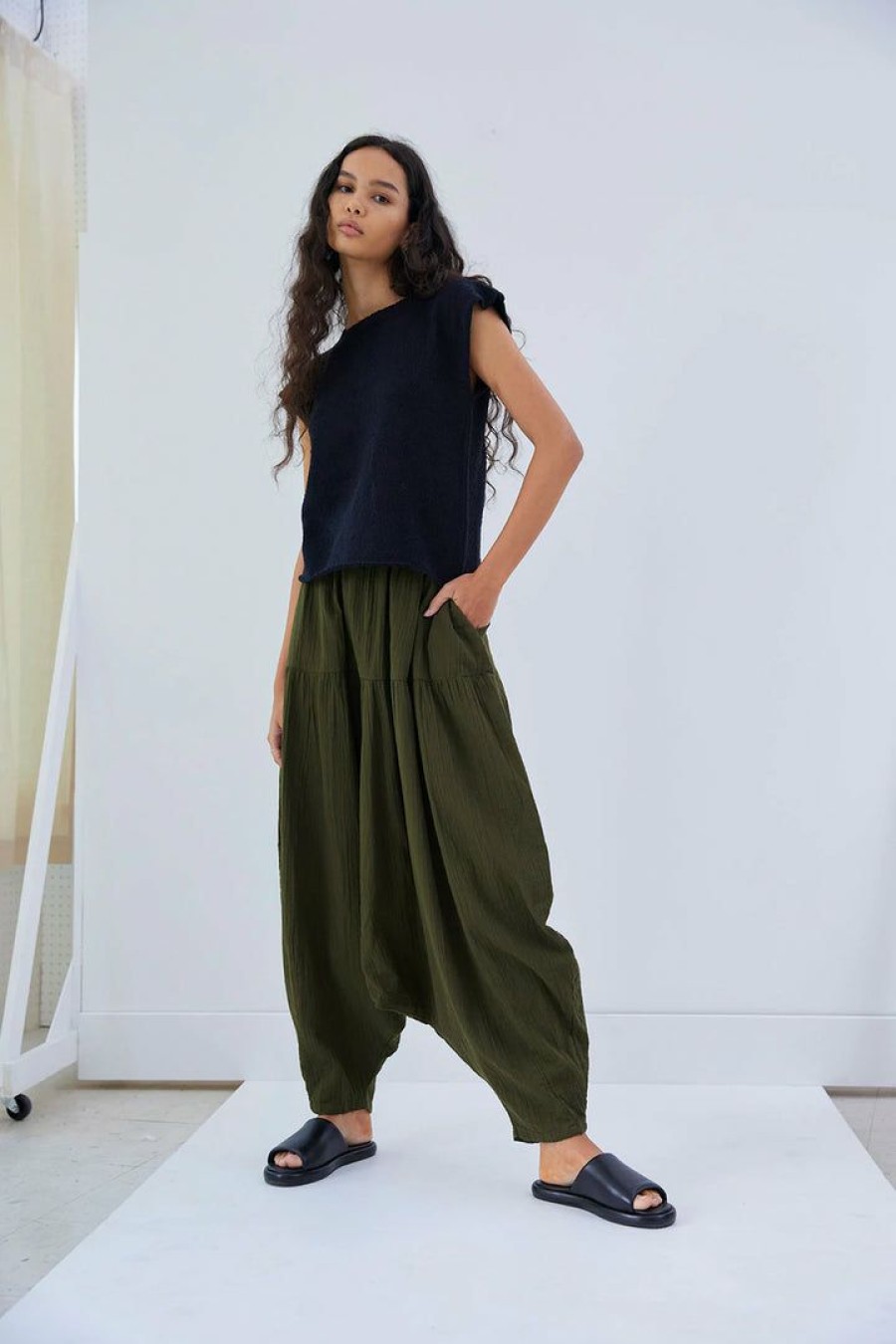 Woman * | Hot Sale Port Northampton Atelier Delphine Michi Pant Hunter Green