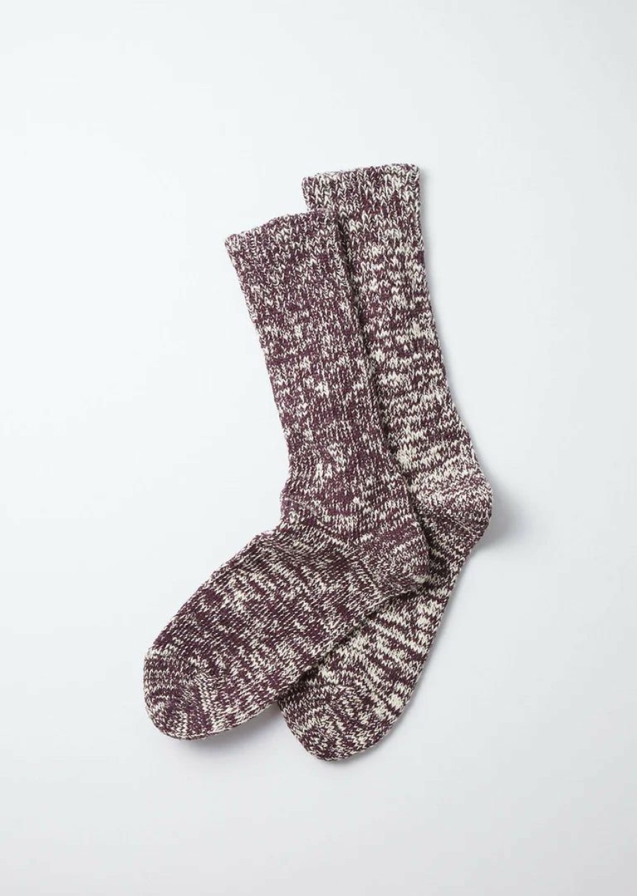 Woman * | Discount Port Northampton Rototo Low Gauge Slub Crew Socks Burgundy Man