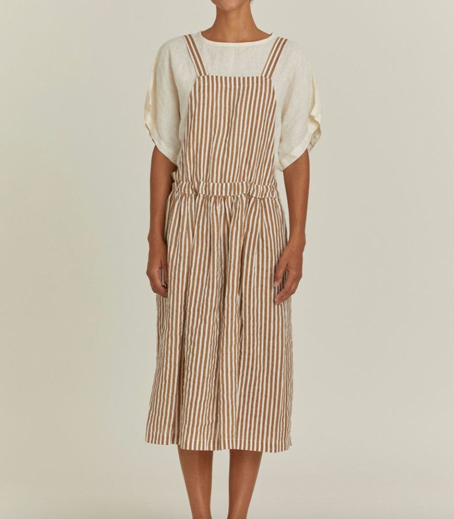 Woman * | New Port Northampton Black Crane Apron Dress Thin Stripe Woman