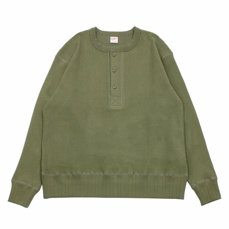 Woman * | Budget Port Northampton Man Velva Sheen Brushed Thermal Henley Green