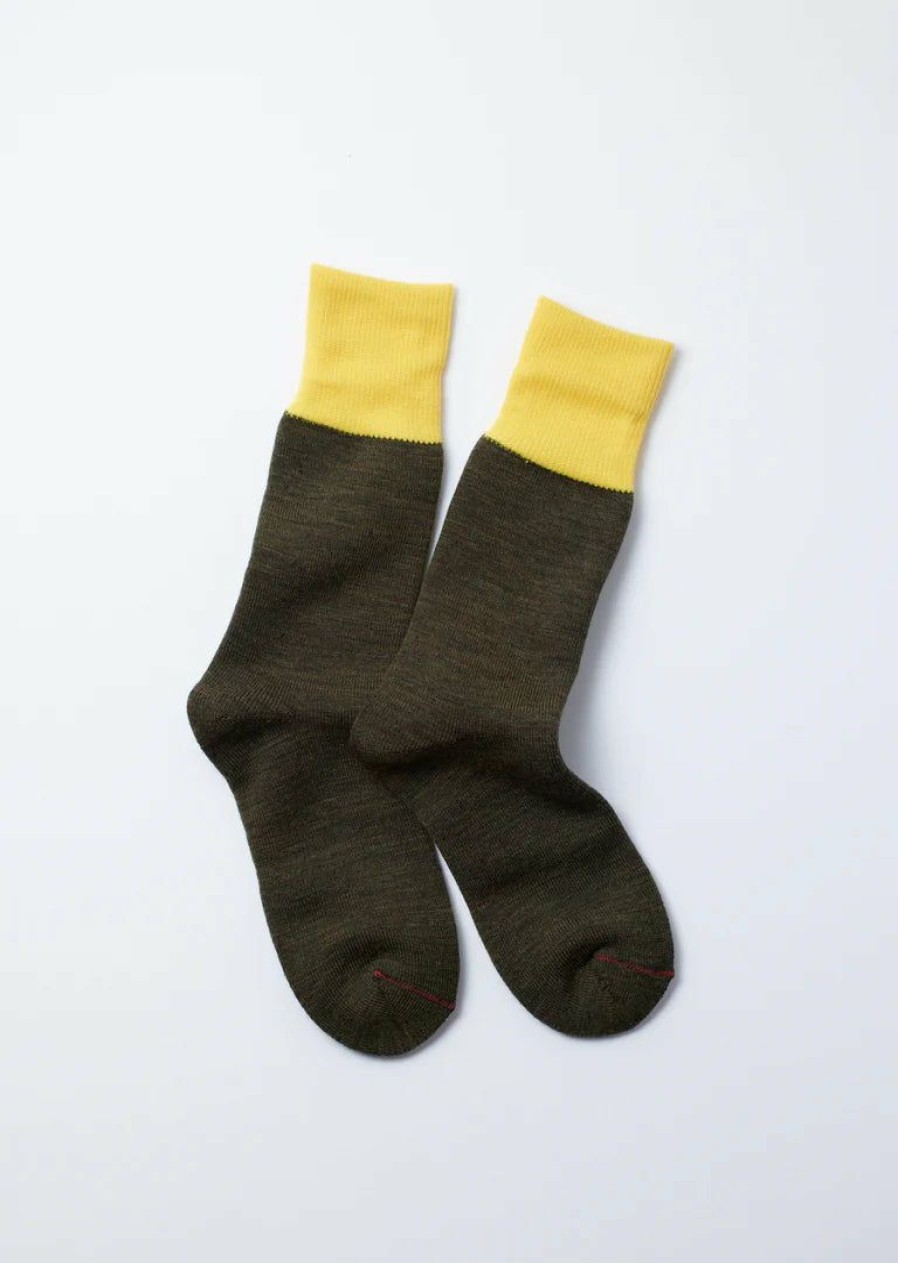 Woman * | Promo Port Northampton Man Rototo Hybrid Boot Crew Sock Yellow / Olive