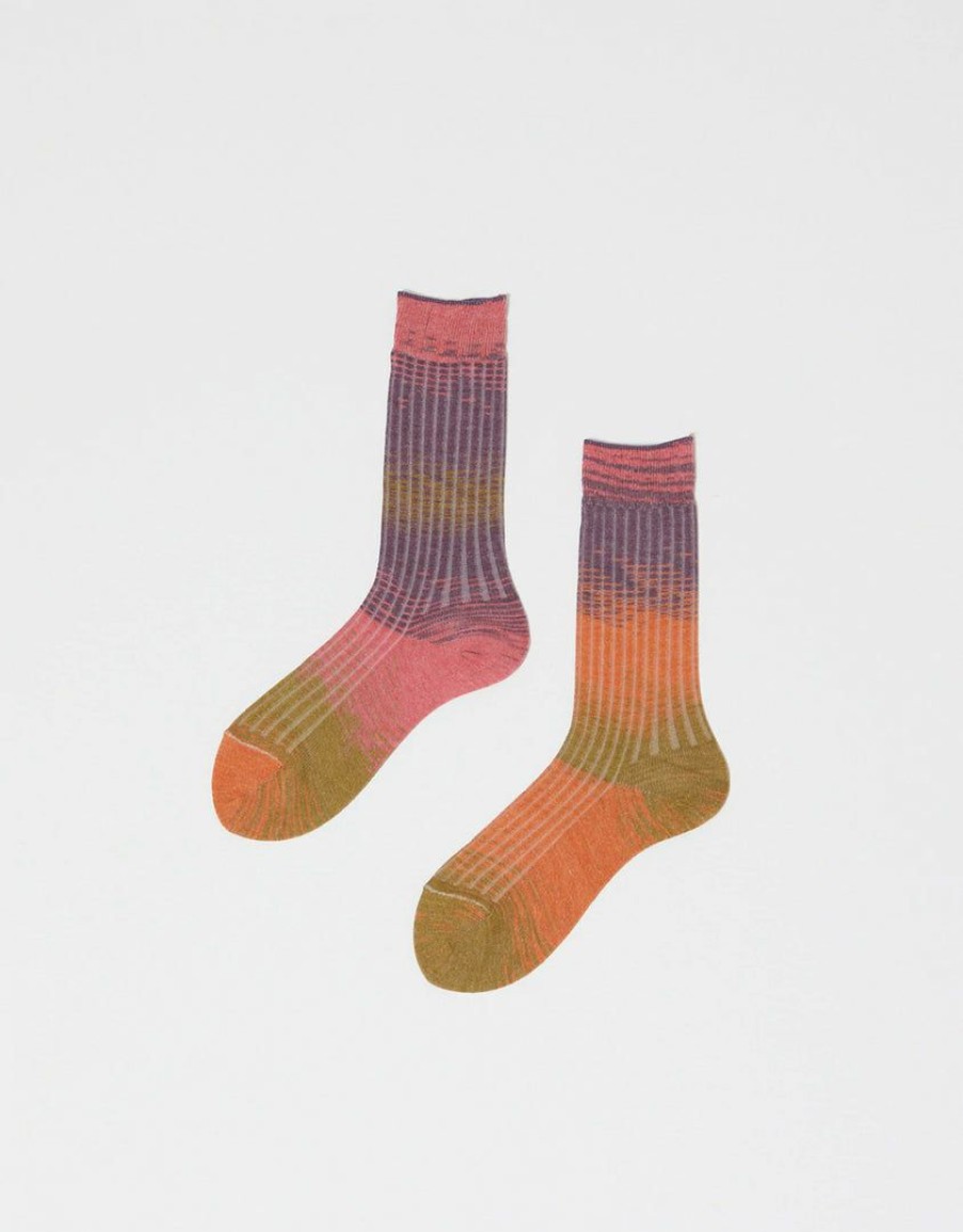 Woman * | Coupon Port Northampton Woman Atelier Delphine Japanese Ribbed Kasuri Socks Nairobi