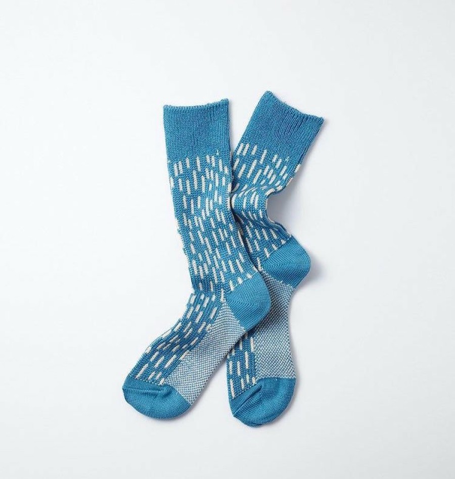 Woman * | Best Deal Port Northampton Rototo Rain Drop Crew Socks Blue / Ivory