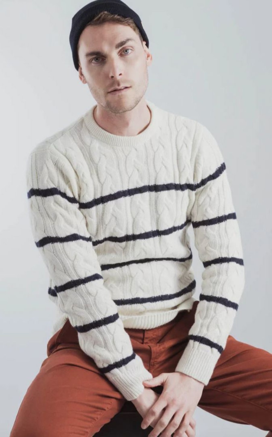 Man * | Deals Port Northampton Armor Lux Striped Cable Sweater Man