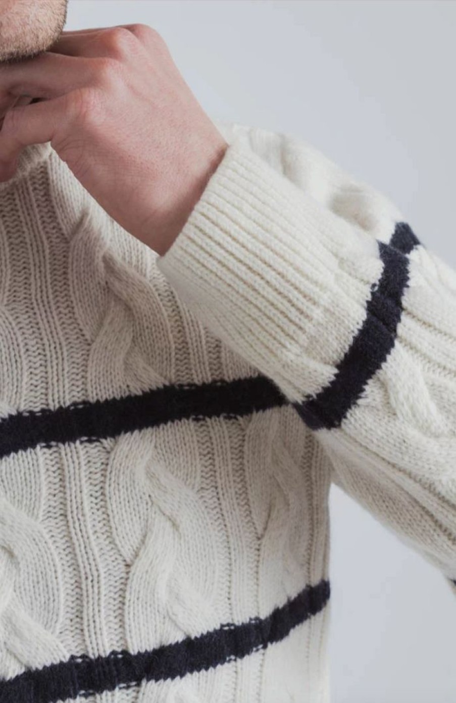 Man * | Deals Port Northampton Armor Lux Striped Cable Sweater Man