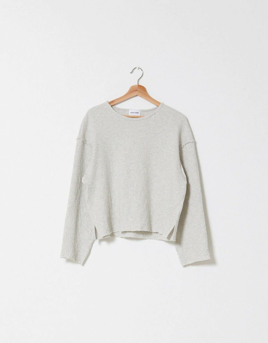 Woman * | Deals Port Northampton Atelier Delphine Base Shirt Double Layered Texture Knit Cloud