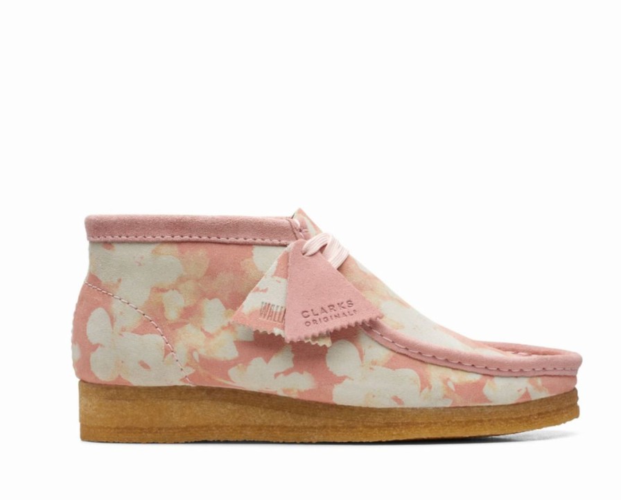 Woman * | Best Reviews Of Port Northampton Women'S Clarks Wallabee Boot Pink Floral Woman