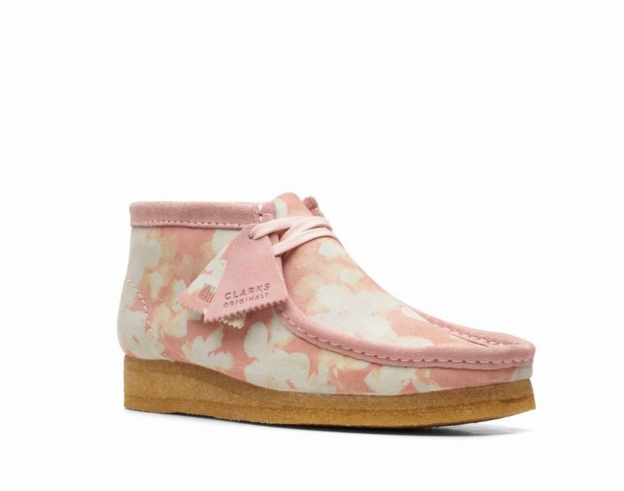 Woman * | Best Reviews Of Port Northampton Women'S Clarks Wallabee Boot Pink Floral Woman