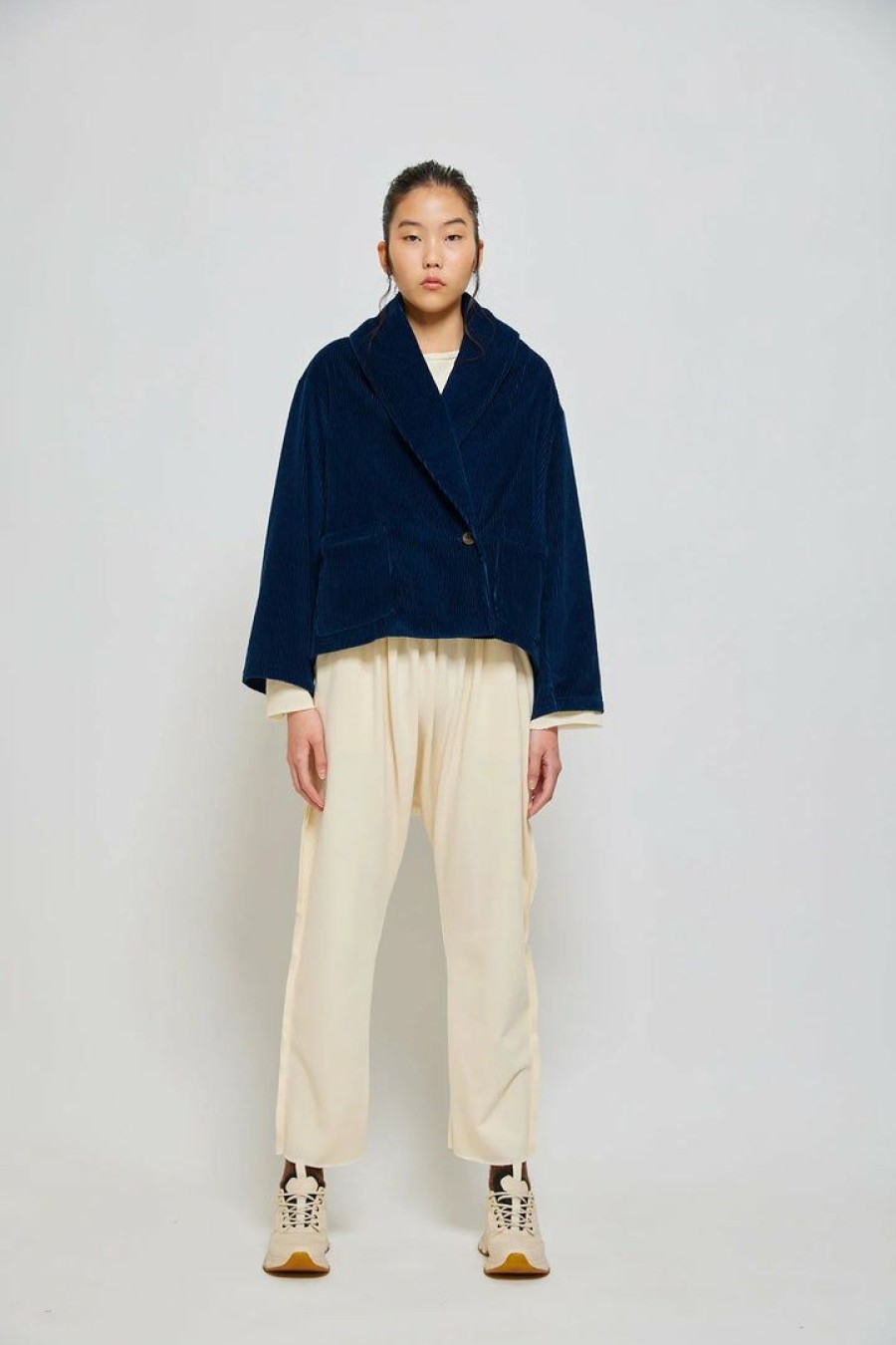 Woman * | Buy Port Northampton Atelier Delphine Tova Jacket Majolica Blue Corduroy