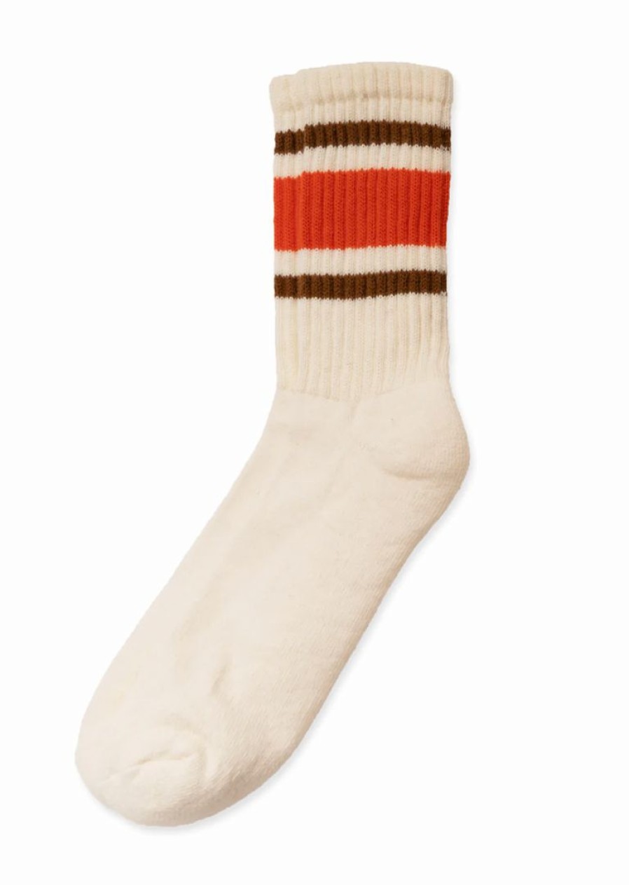 Woman * | Best Reviews Of Port Northampton Man American Trench Merino Stripe Sock- Orange / Brown