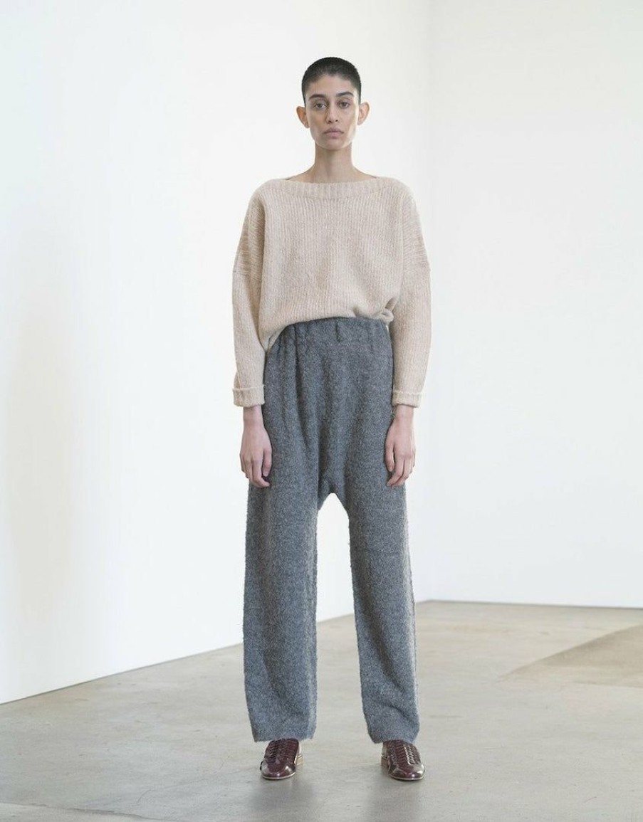 Woman * | Coupon Port Northampton Atelier Delphine Kiri Pant In Boucle Alpaca Woman Dark Grey