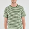 Man * | Hot Sale Port Northampton Man Armor Lux Heritage Fine Stripe Cotton/Linen Tee Ficus Green/Nature