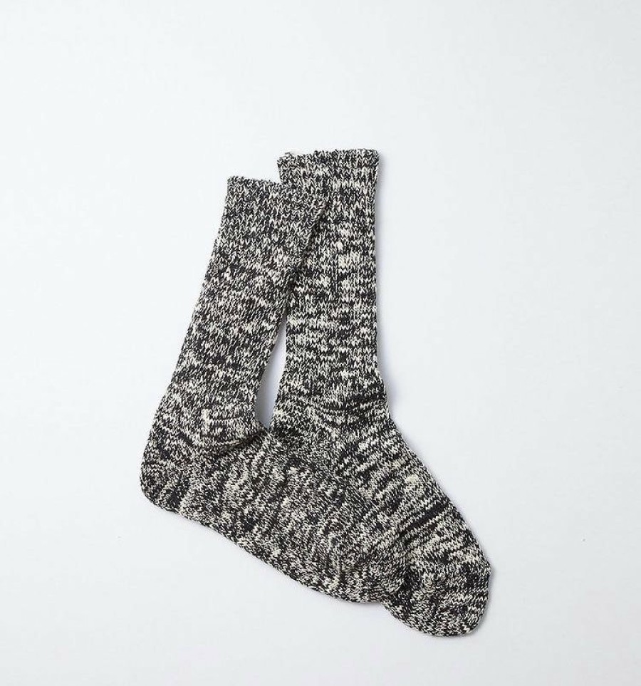 Woman * | Best Pirce Port Northampton Rototo Low Gauge Slub Crew Socks Black/White