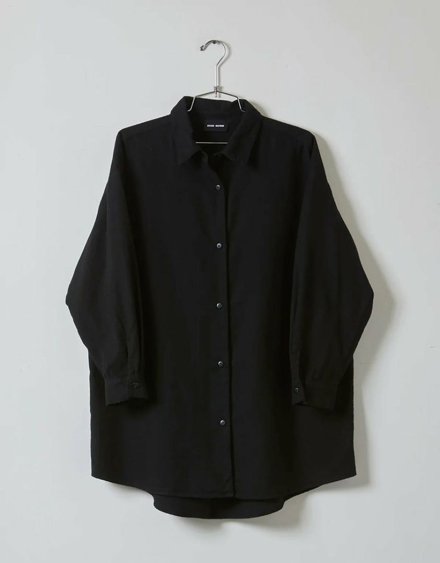 Woman * | Coupon Port Northampton Atelier Delphine Oversized Overlay In Japanese Cotton Flannel Black