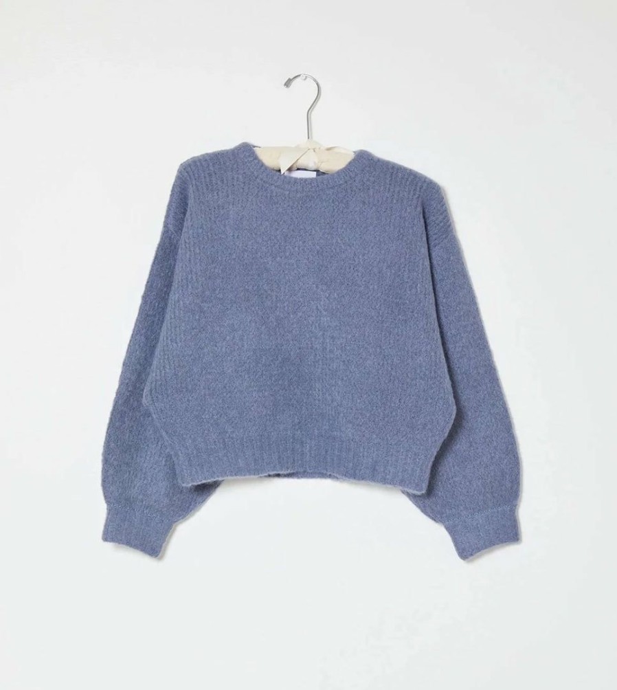 Woman * | Brand New Port Northampton Woman Atelier Delphine Balloon Sleeve Sweater Slate