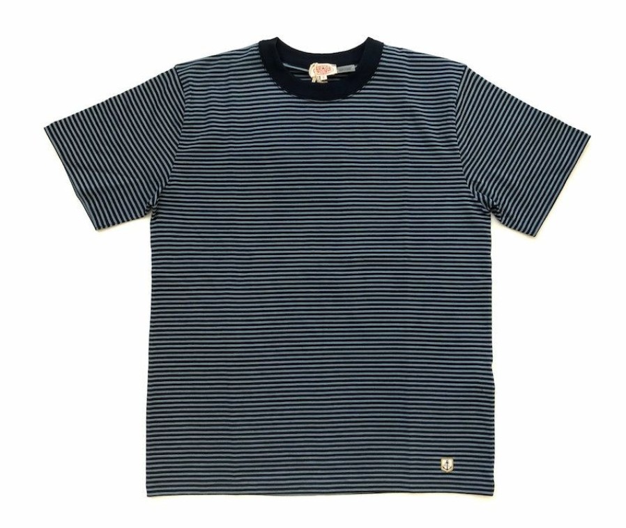 Man * | Promo Port Northampton Armor Lux Striped Heritage Tee Aviso Dk Blue/Stone Blue Man