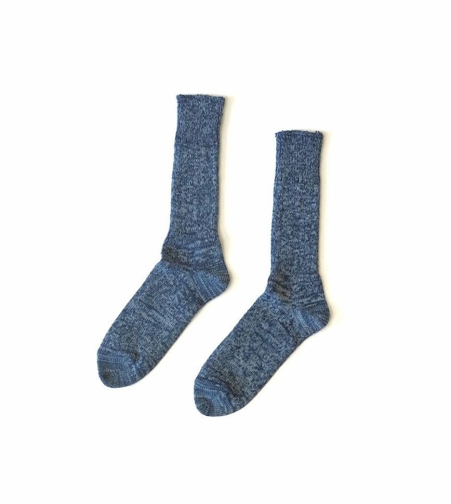 Man * | Best Deal Port Northampton Rototo Denim Tone Crew Socks Ice Denim