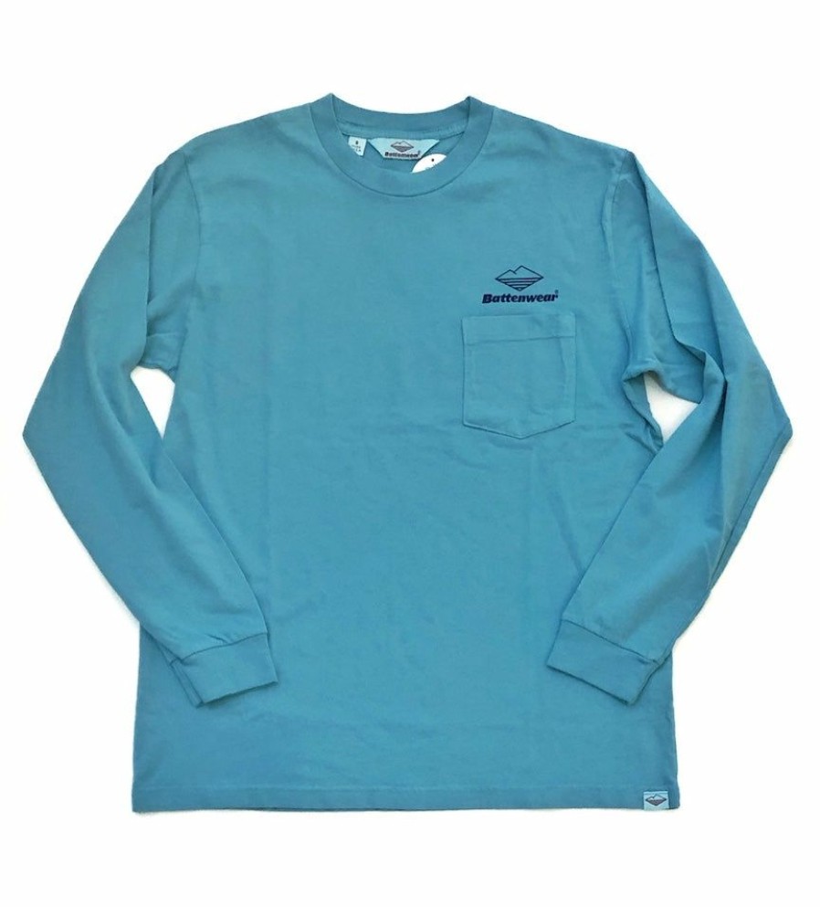 Woman * | Best Sale Port Northampton Battenwear Long Sleeve Pocket Tee Aqua