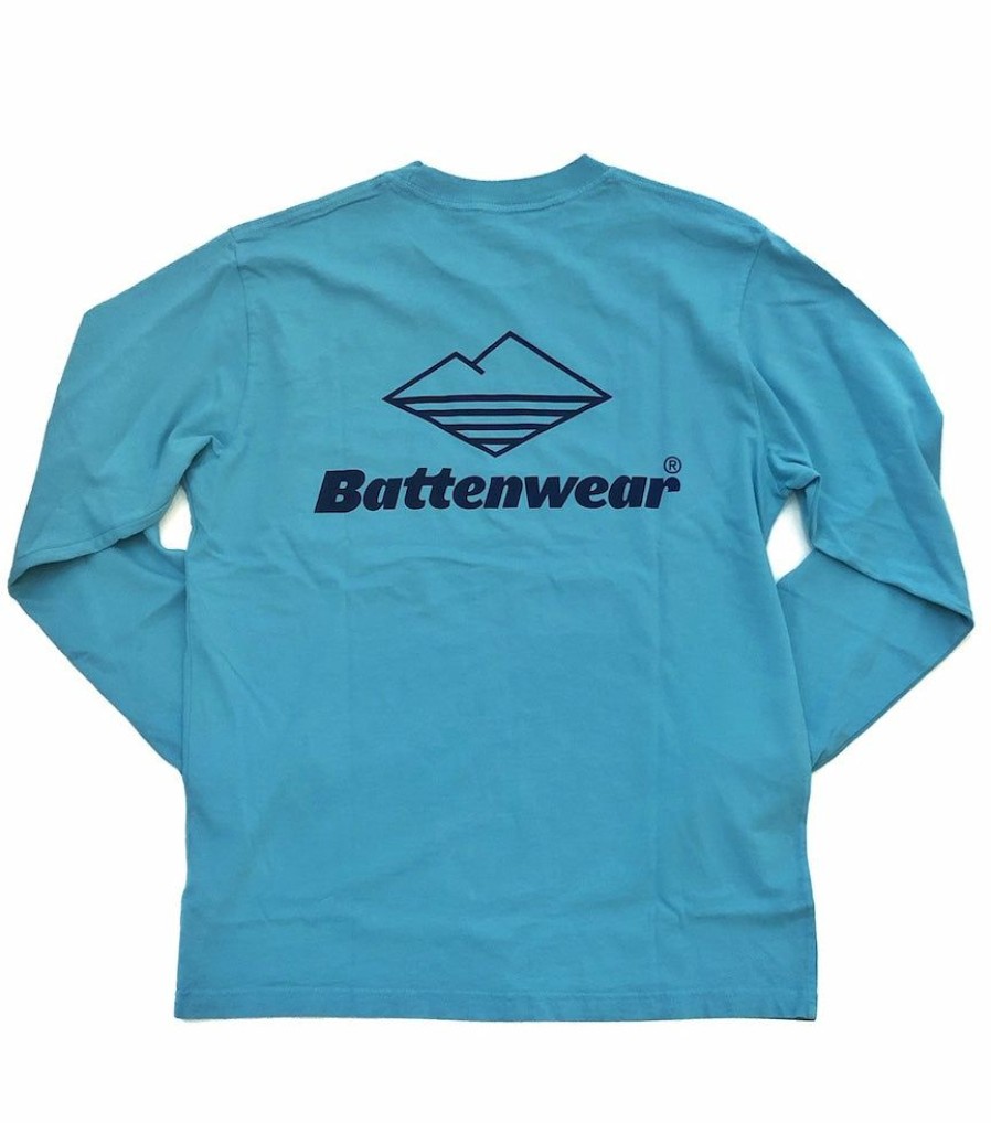 Woman * | Best Sale Port Northampton Battenwear Long Sleeve Pocket Tee Aqua