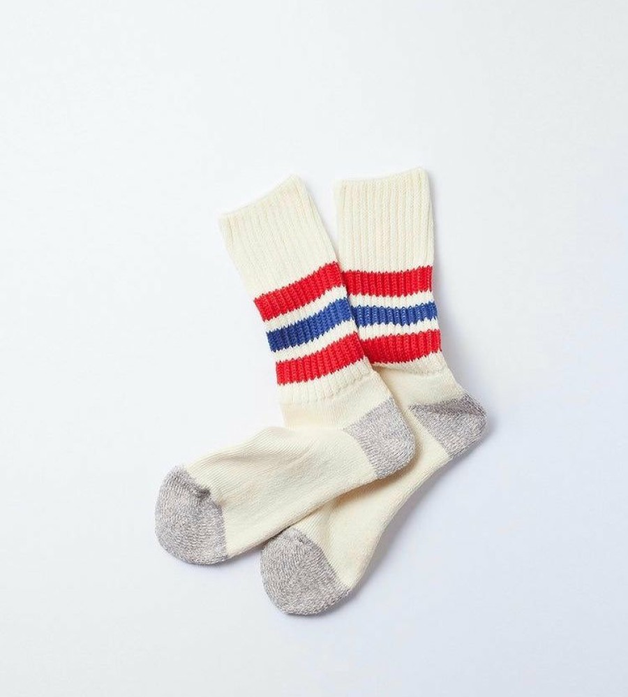 Woman * | Cheap Port Northampton Rototo Coarse Ribbed Old School Socks Chili Red / Blue Chili Red/Blue