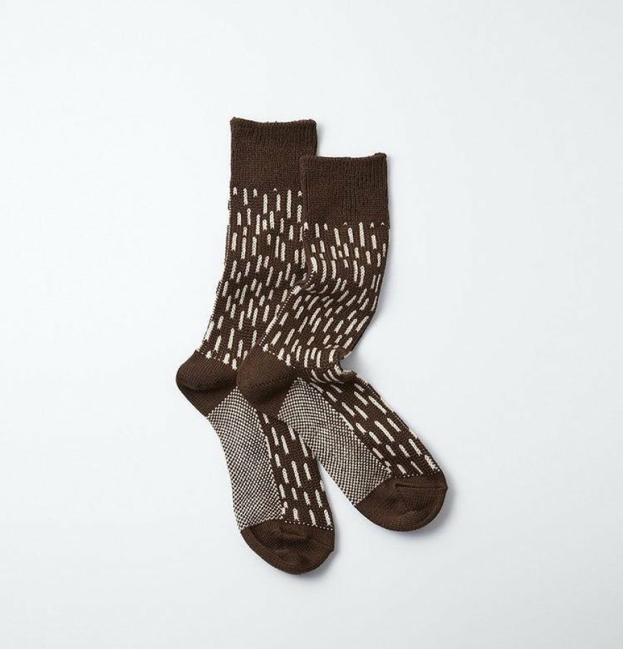 Woman * | Best Pirce Port Northampton Rototo Rain Drop Crew Socks Dark Brown / Ivory Man