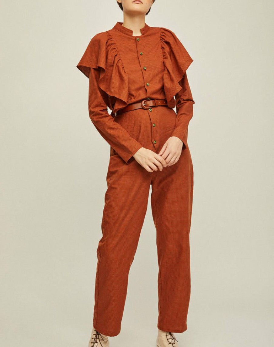 Woman * | Brand New Port Northampton Rita Row Lola Jumpsuit Orange Check