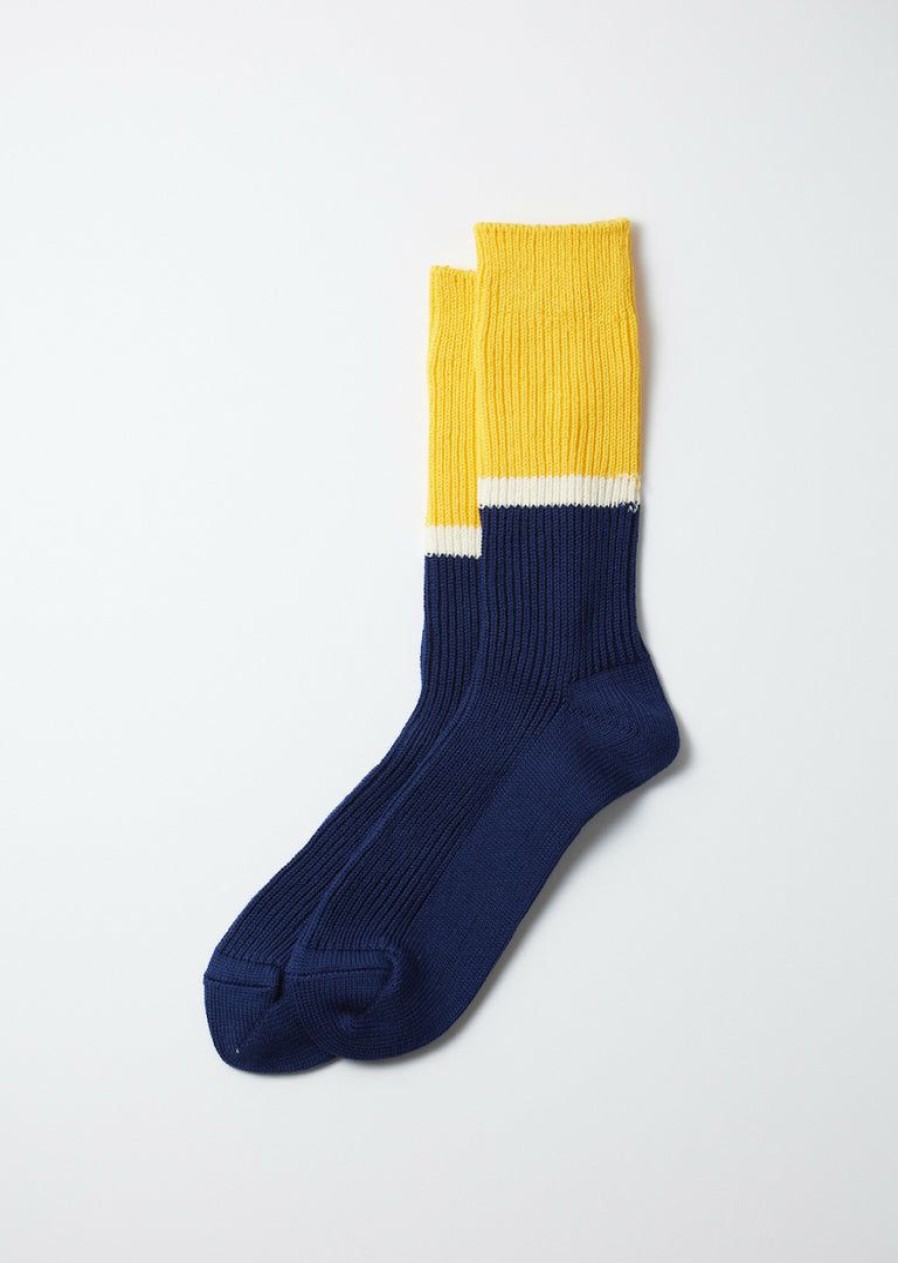 Woman * | Cheap Port Northampton Rototo Bicolor Ribbed Crew Socks Man Yellow/Navy