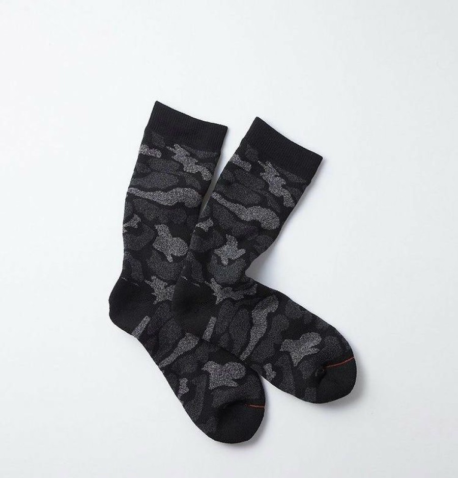 Woman * | Brand New Port Northampton Rototo Camo Pile Crew Socks Black Man