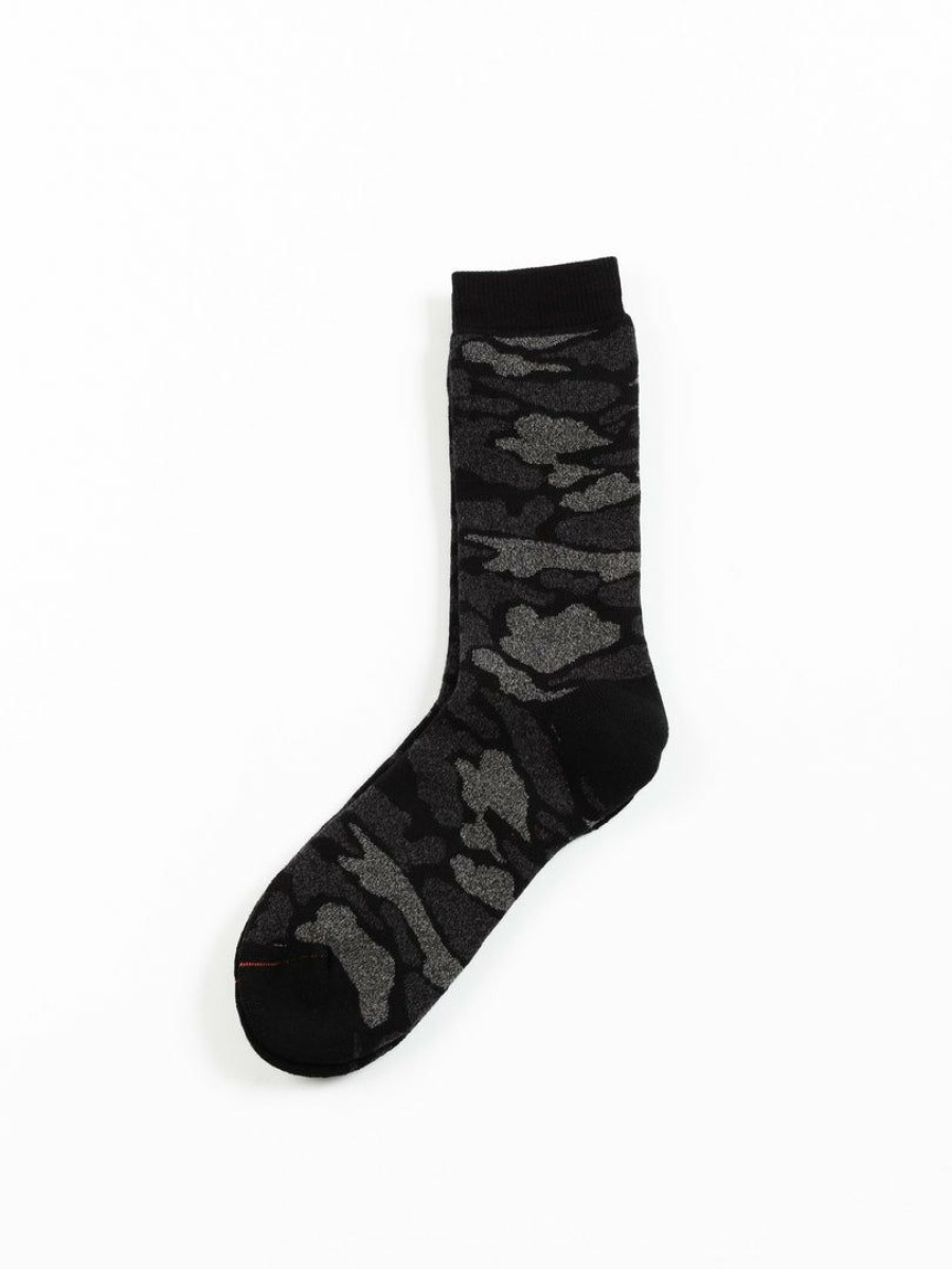 Woman * | Brand New Port Northampton Rototo Camo Pile Crew Socks Black Man