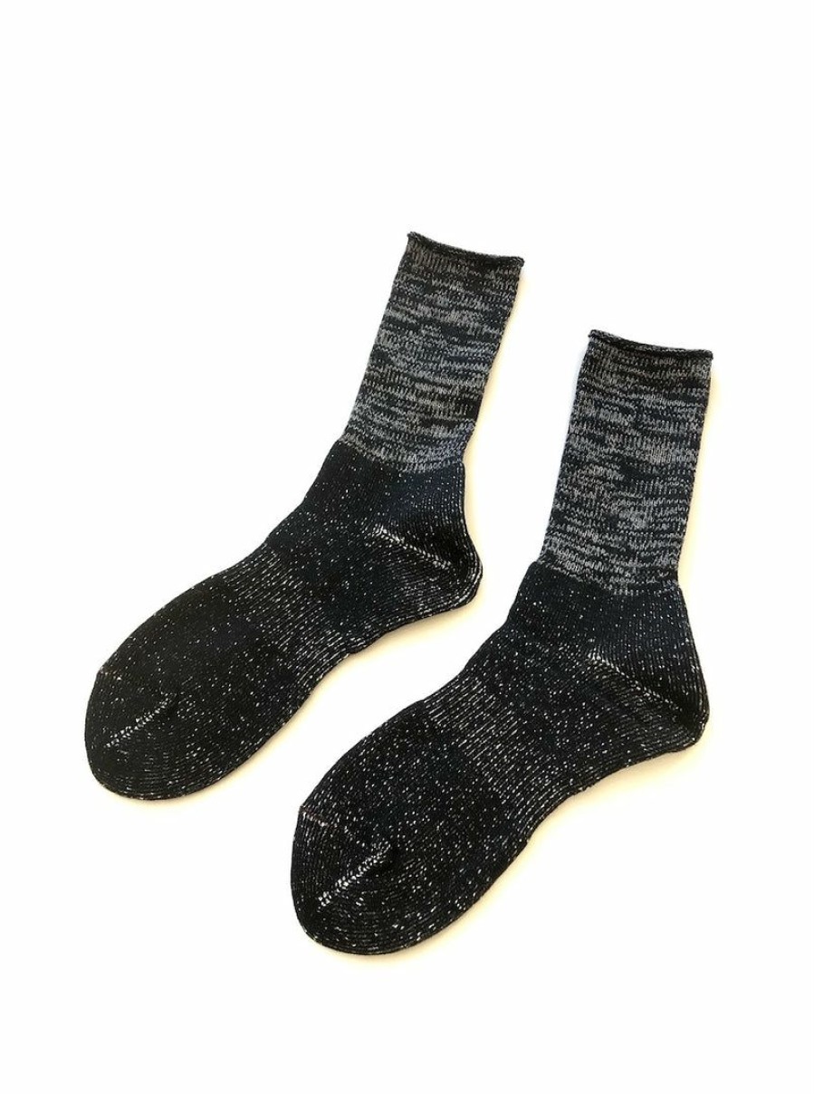 Woman * | Wholesale Port Northampton Rototo Washi Pile Crew Socks Black Man