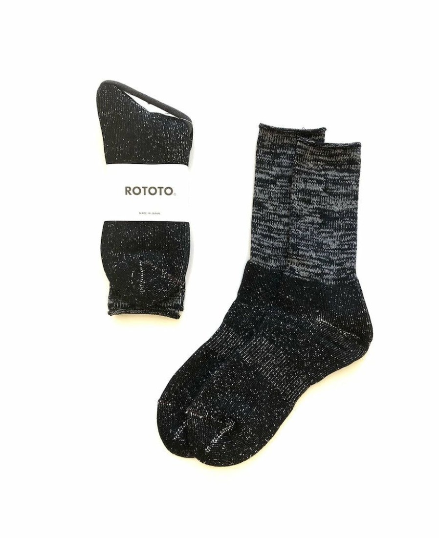 Woman * | Wholesale Port Northampton Rototo Washi Pile Crew Socks Black Man